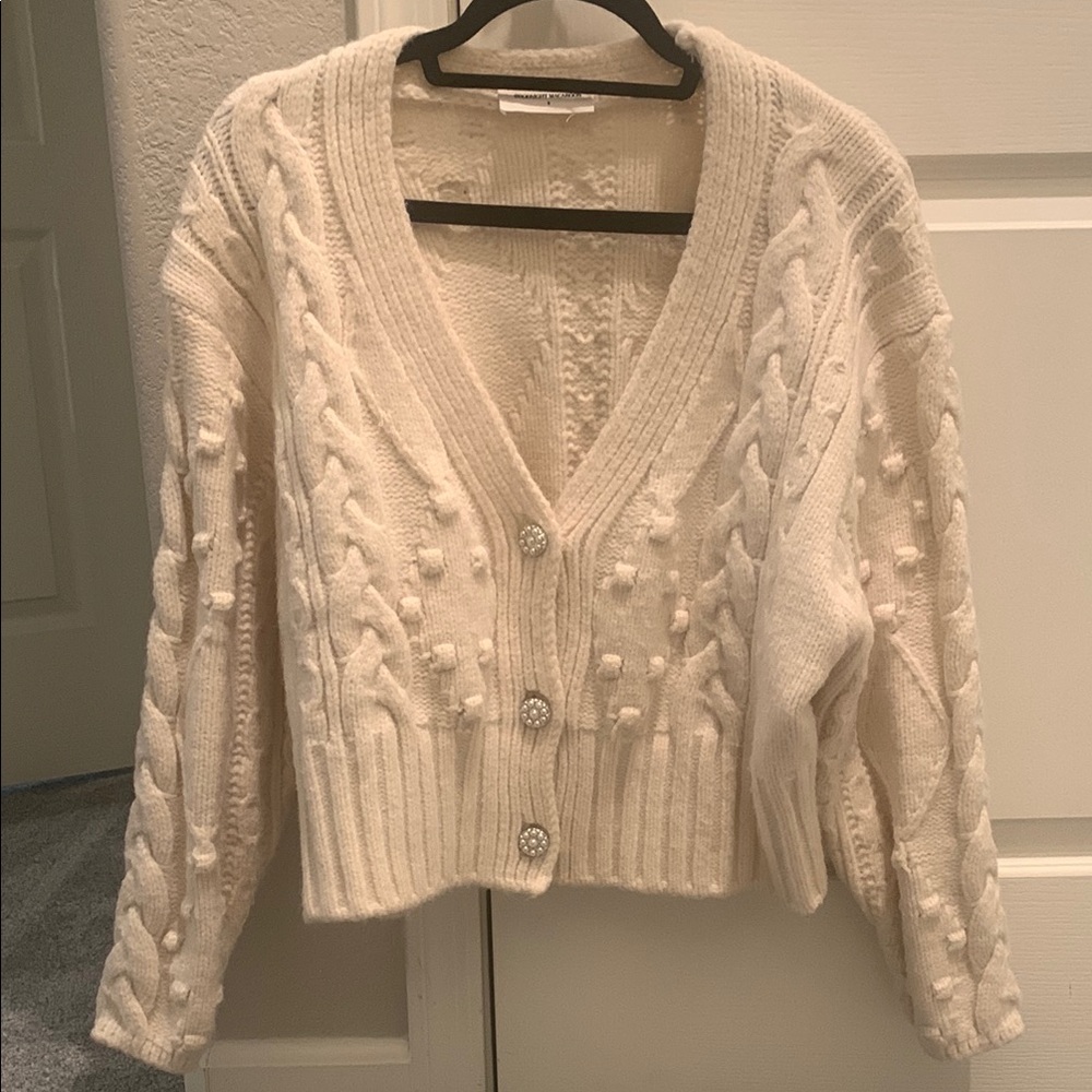 Goodnight Macaroon Cream Cable Knit Cardigan